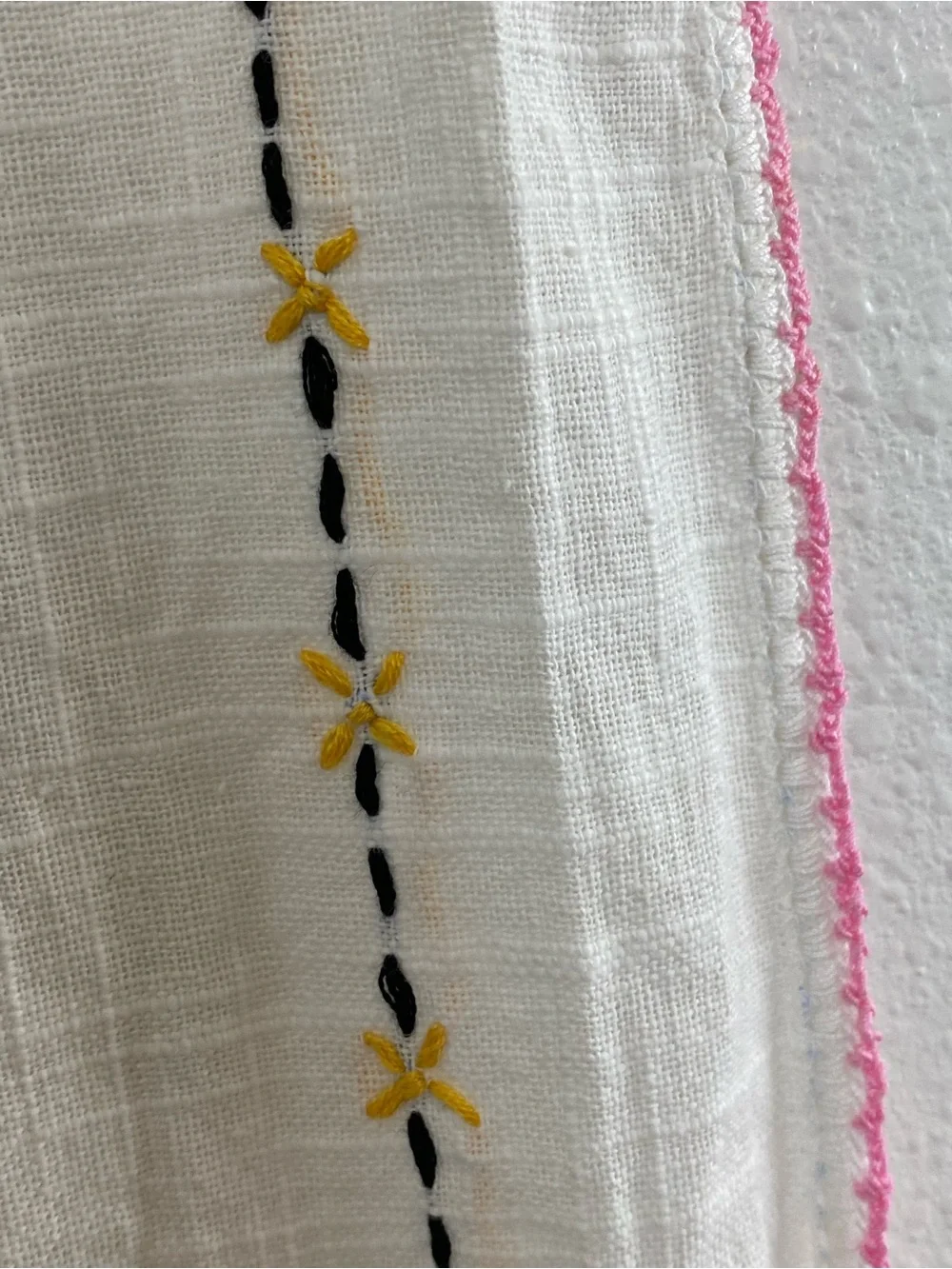 Vintage Embroidered Table Runner with Butterflies & Flowers